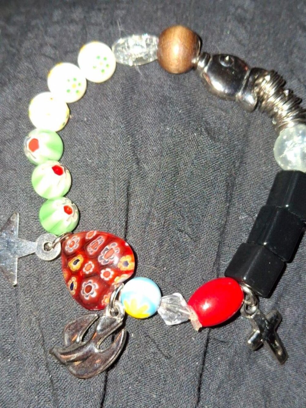 Roman story of jesus Christ beaded bracelet stretch glass wood etc